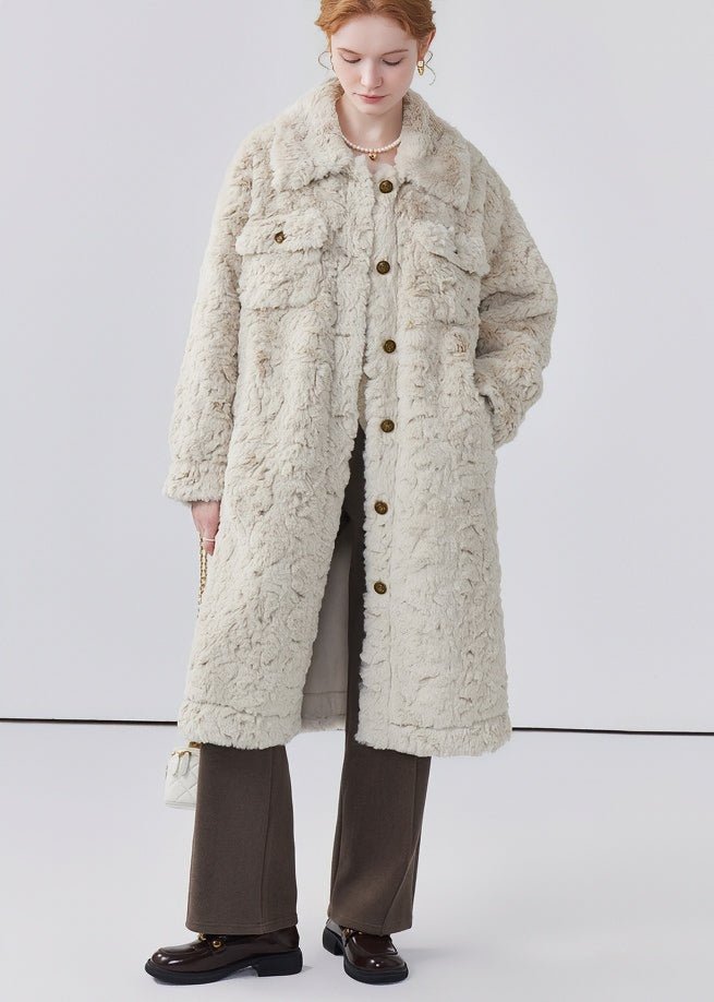 THICK LAPEL LONG FUR COAT - ANLEM