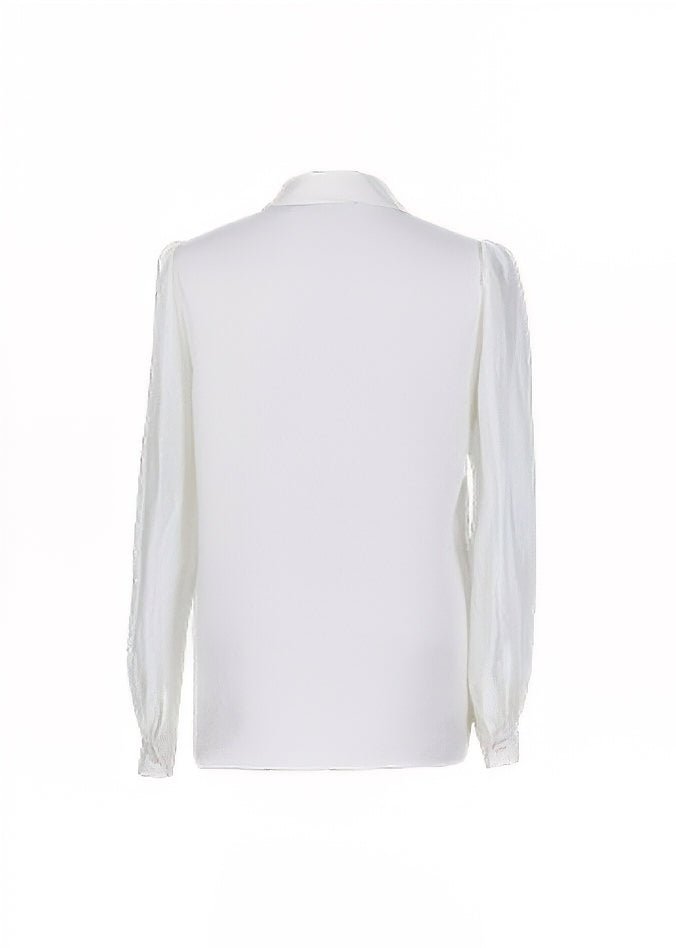 TIE COLLAR SATIN TOPS - ANLEM