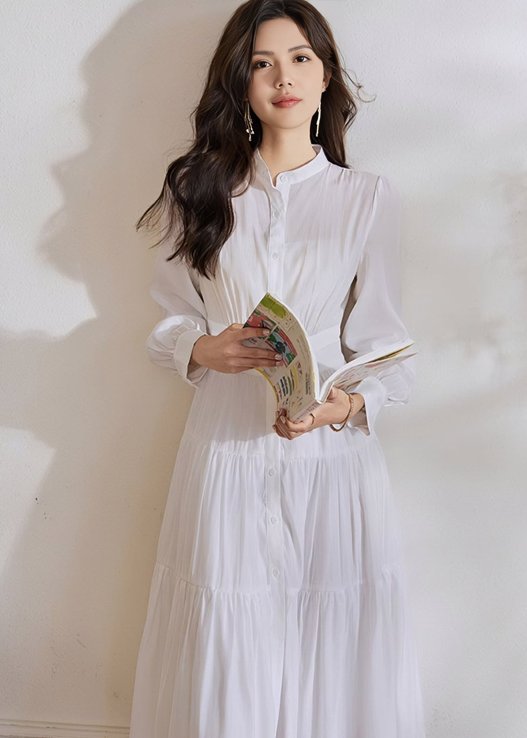 TIERED WHITE SHIRT DRESS - ANLEM