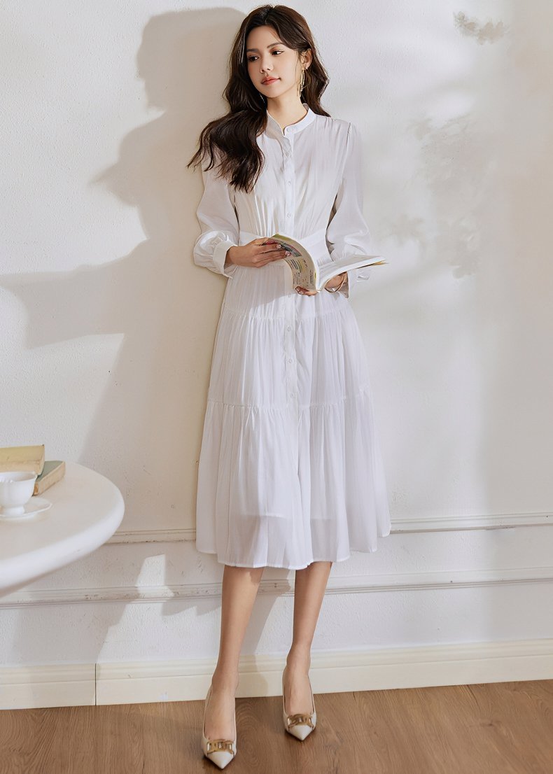 TIERED WHITE SHIRT DRESS - ANLEM