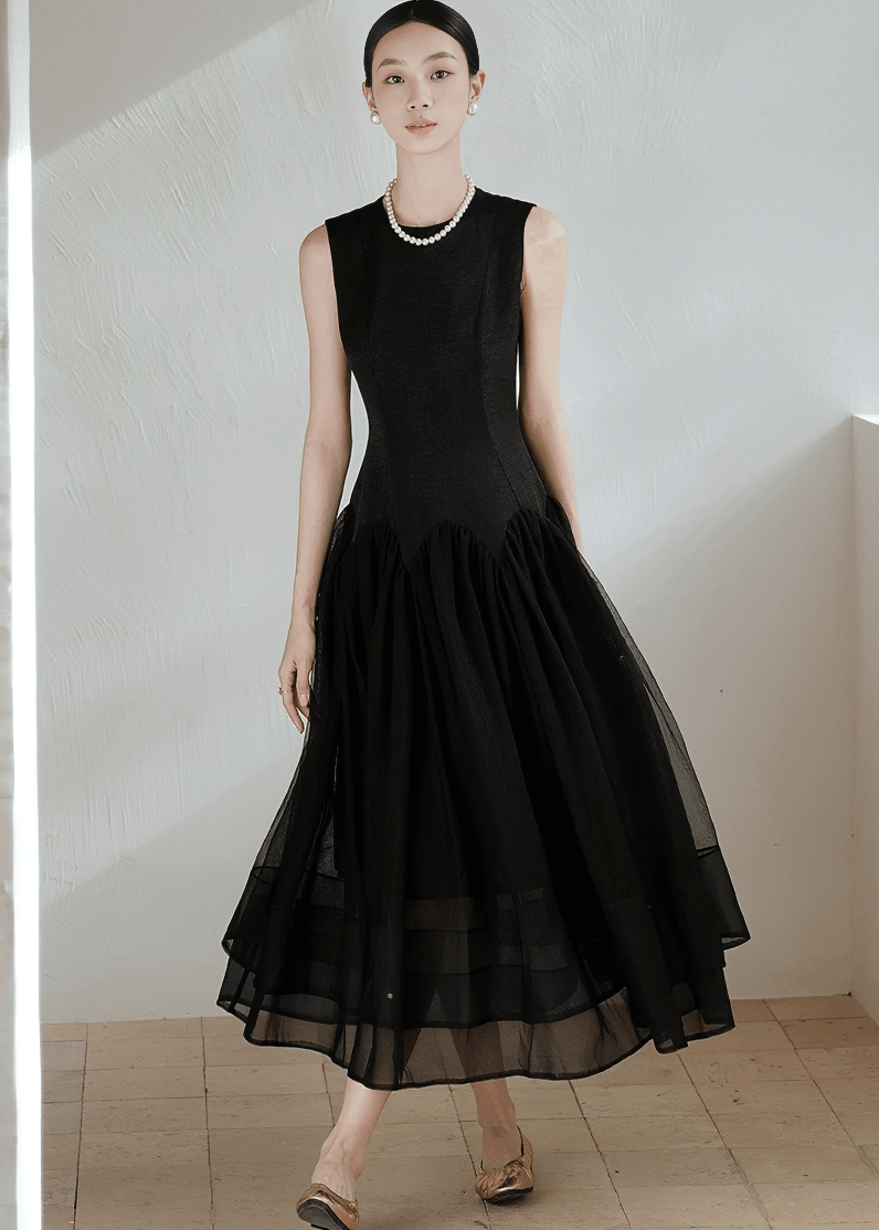 TULLE DOCKING FLARE DRESS - ANLEM