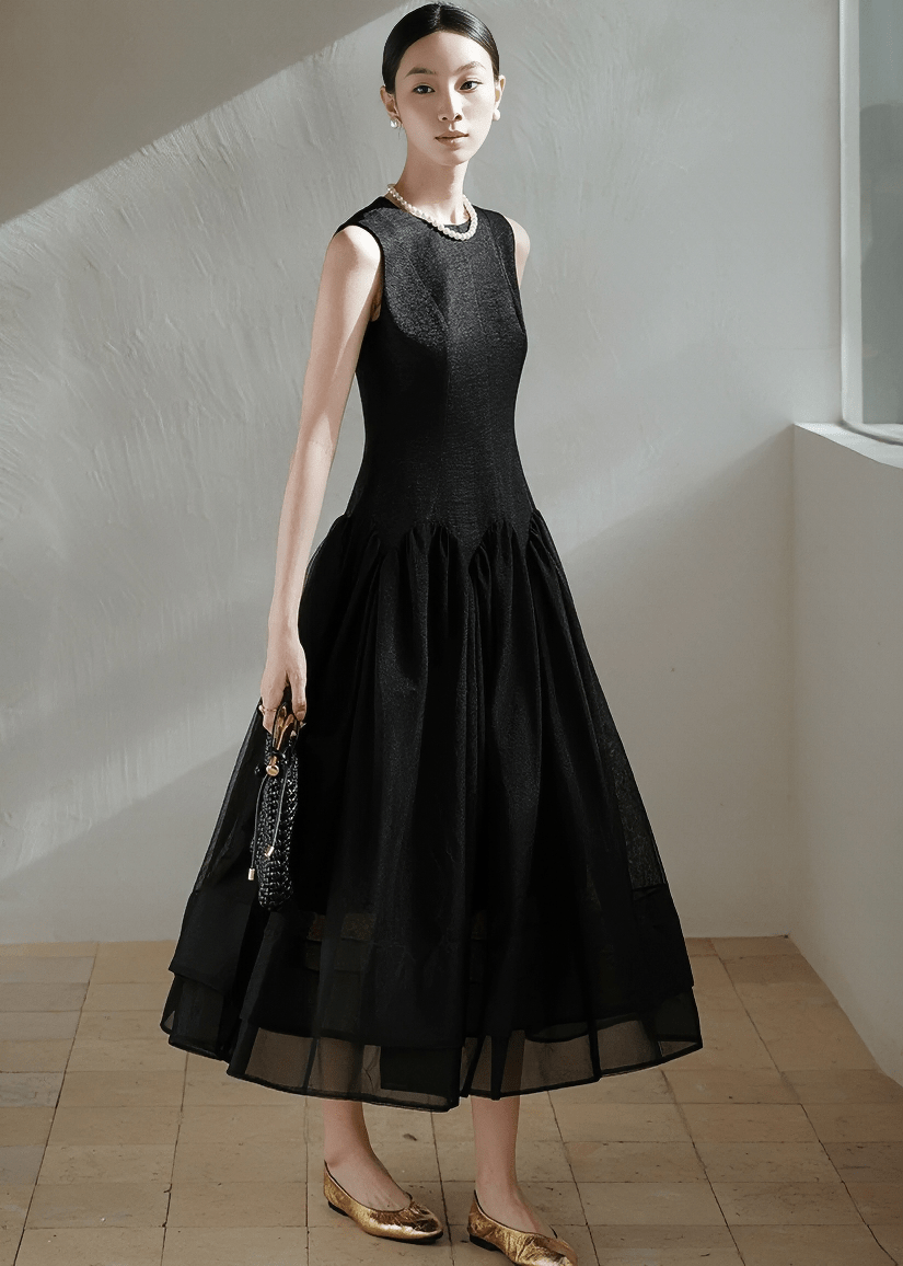 TULLE DOCKING FLARE DRESS - ANLEM