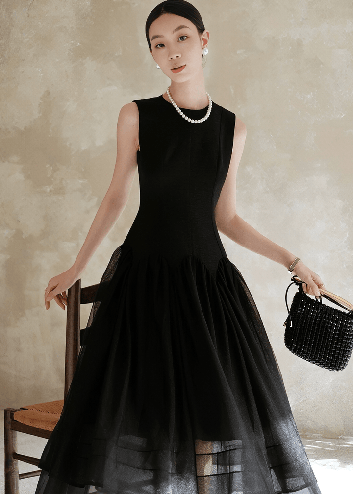 TULLE DOCKING FLARE DRESS - ANLEM
