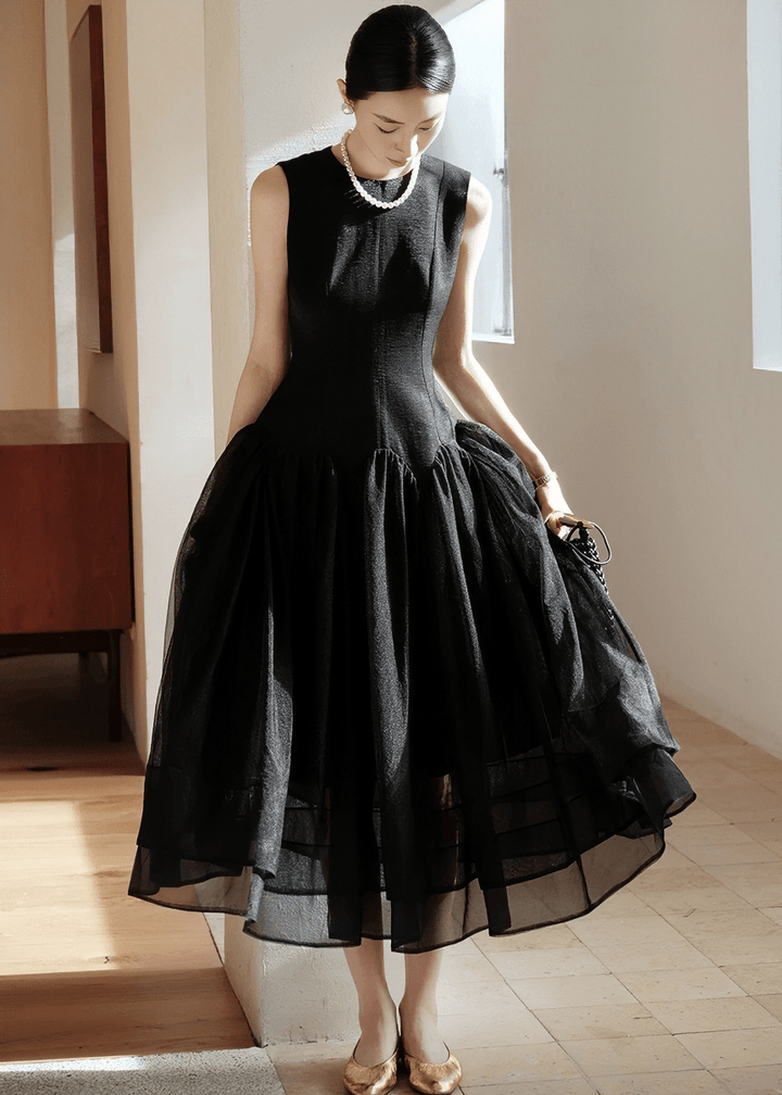 TULLE DOCKING FLARE DRESS - ANLEM