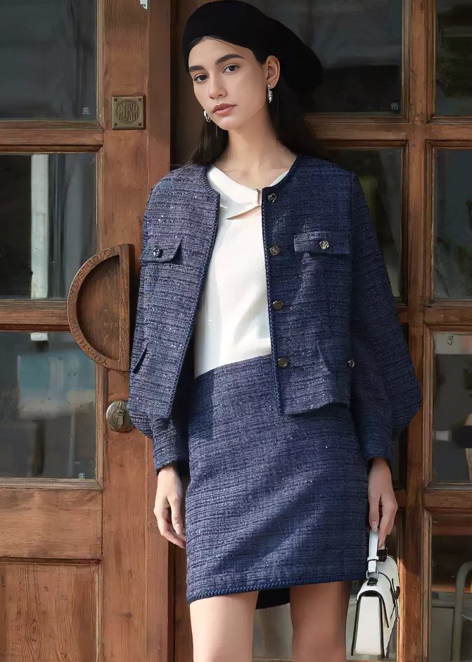 TWEED BALLOON SLEEVE JACKET - ANLEM