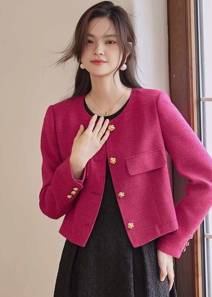 TWEED FLOWER BUTTON JACKET - ANLEM