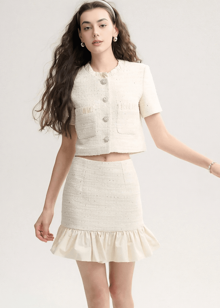 TWEED GLITTER JACKET & SKIRT - ANLEM