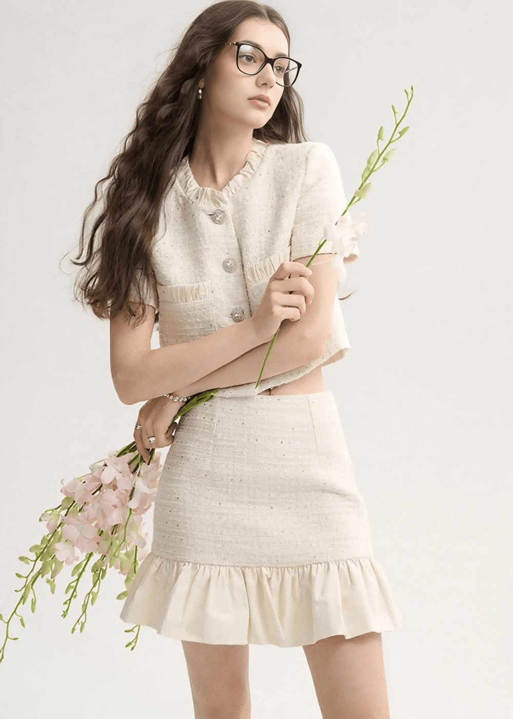 TWEED GLITTER JACKET & SKIRT - ANLEM