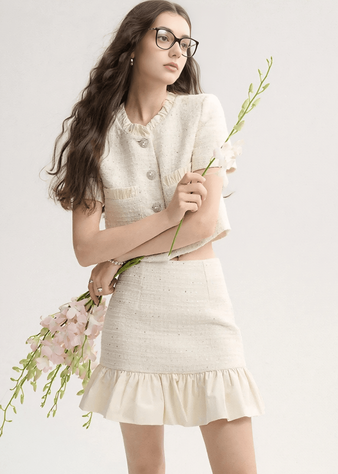 TWEED GLITTER JACKET & SKIRT - ANLEM