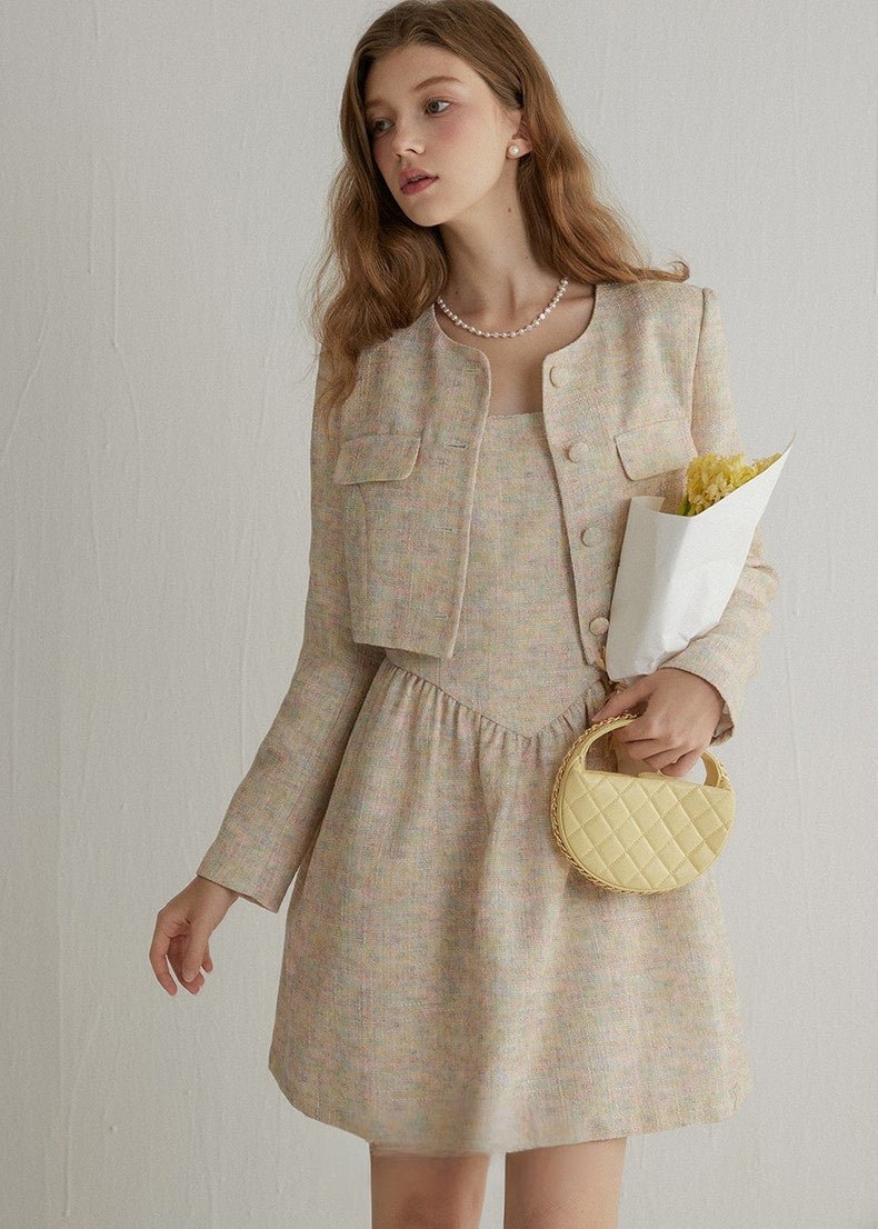 TWEED SHORT JACKET AND DRESS - ANLEM