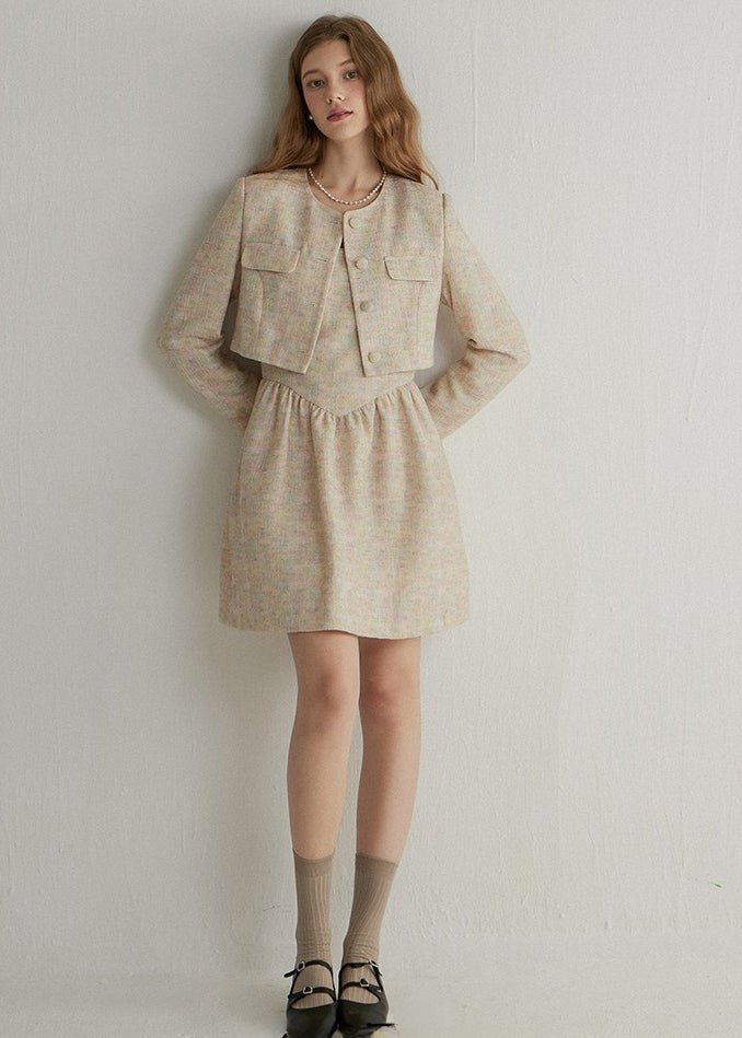 TWEED SHORT JACKET AND DRESS - ANLEM