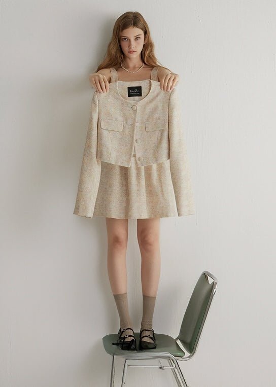 TWEED SHORT JACKET AND DRESS - ANLEM