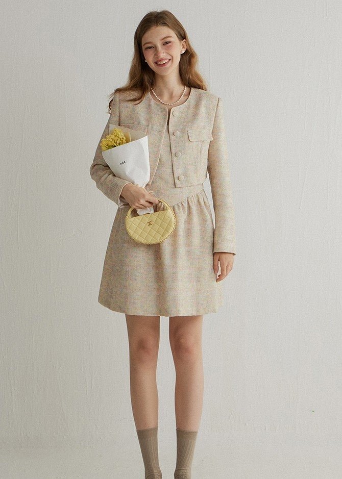 TWEED SHORT JACKET AND DRESS - ANLEM