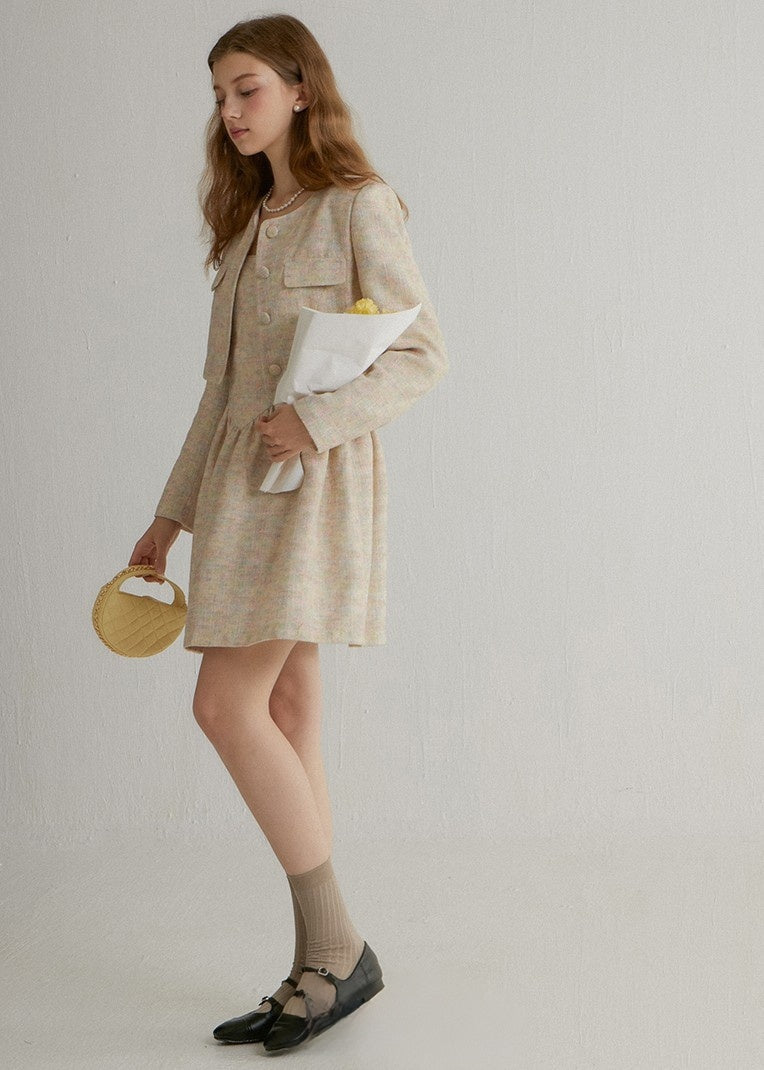 TWEED SHORT JACKET AND DRESS - ANLEM