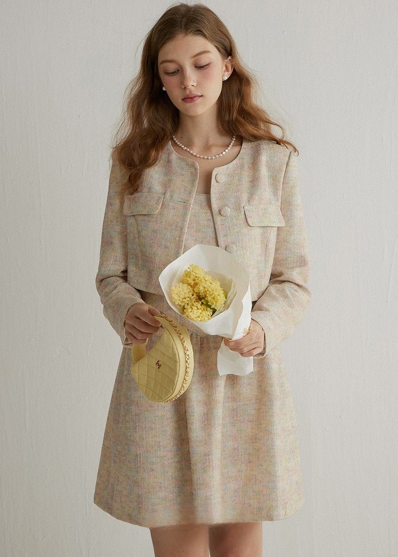 TWEED SHORT JACKET AND DRESS - ANLEM