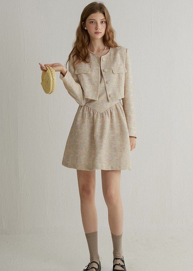 TWEED SHORT JACKET AND DRESS - ANLEM