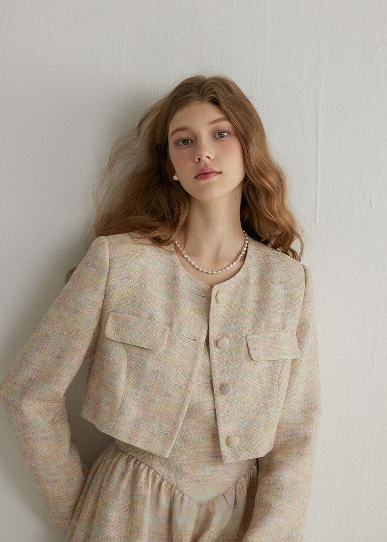 TWEED SHORT JACKET AND DRESS - ANLEM