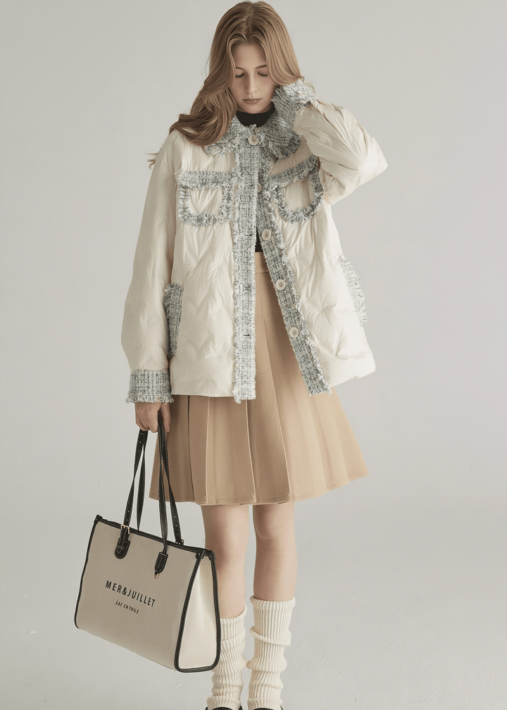 TWEED TRIM QUILTED JACKET - ANLEM