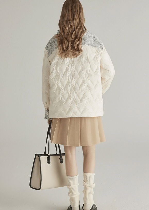 TWEED TRIM QUILTED JACKET - ANLEM