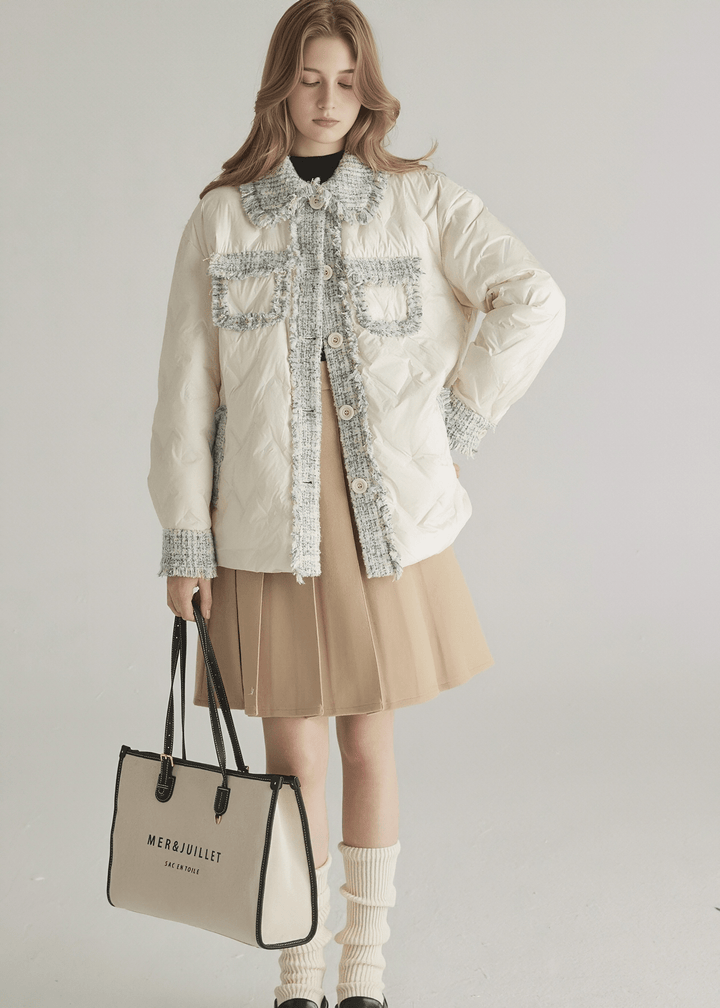 TWEED TRIM QUILTED JACKET - ANLEM