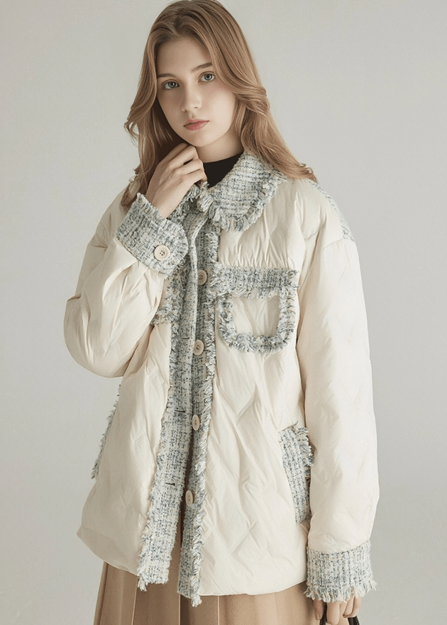 TWEED TRIM QUILTED JACKET - ANLEM