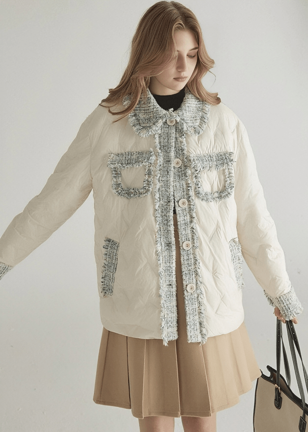 TWEED TRIM QUILTED JACKET - ANLEM