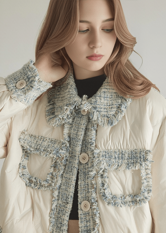 TWEED TRIM QUILTED JACKET - ANLEM