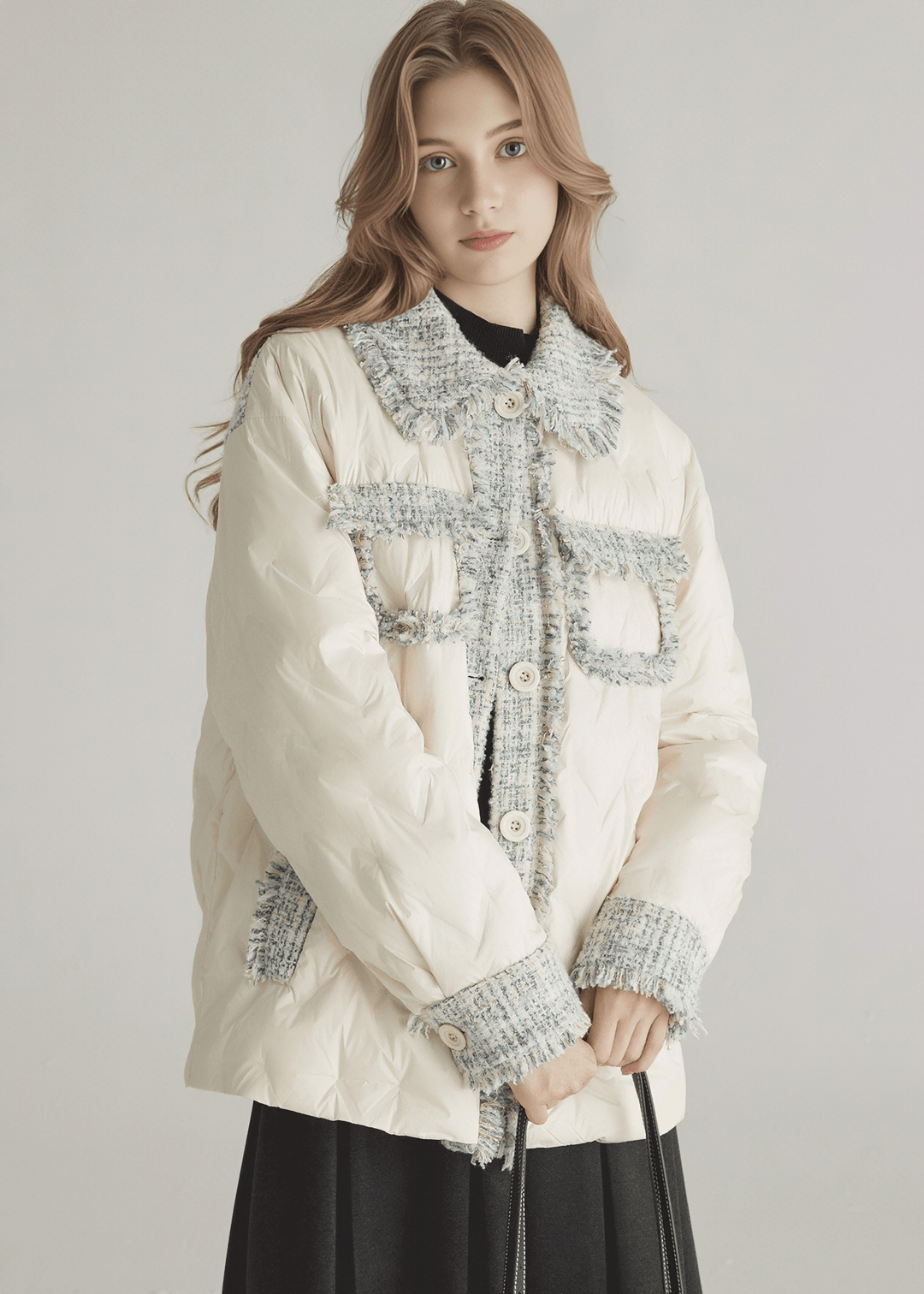 TWEED TRIM QUILTED JACKET - ANLEM