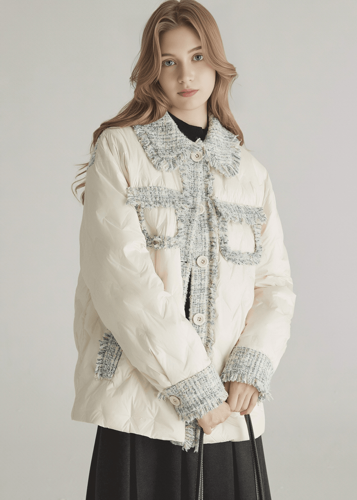 TWEED TRIM QUILTED JACKET - ANLEM