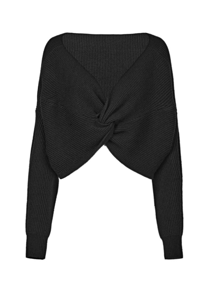 V - NECK CROSS STACK SWEATER - ANLEM