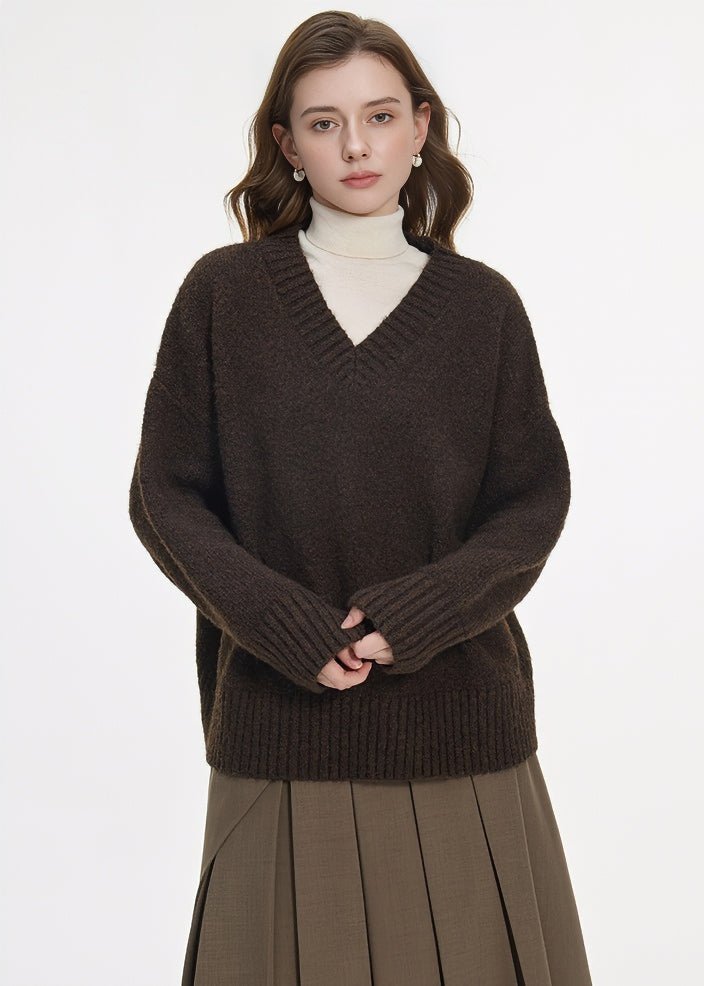 V - NECK LOOSE KNIT SWEATER - ANLEM