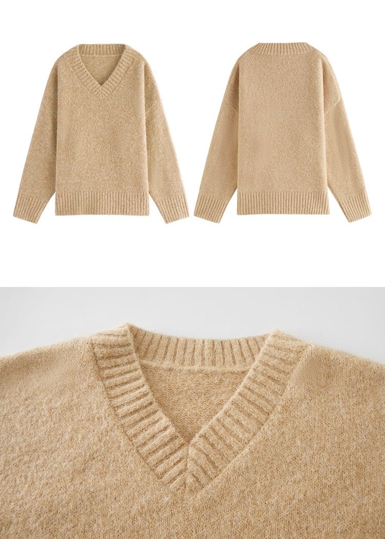 V - NECK LOOSE KNIT SWEATER - ANLEM