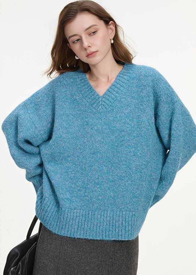 V - NECK LOOSE KNIT SWEATER - ANLEM