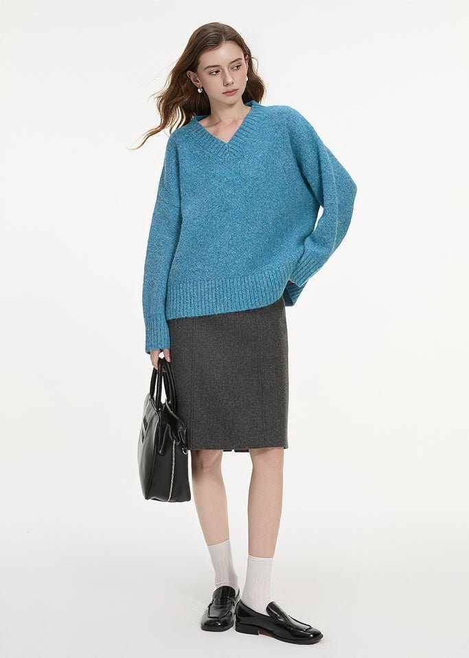 V - NECK LOOSE KNIT SWEATER - ANLEM