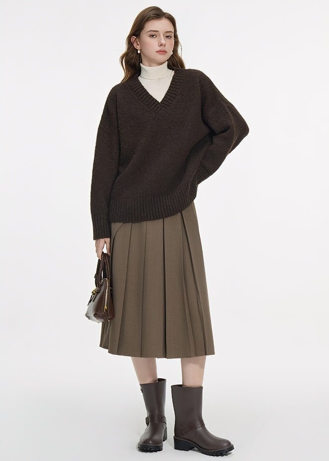 V - NECK LOOSE KNIT SWEATER - ANLEM