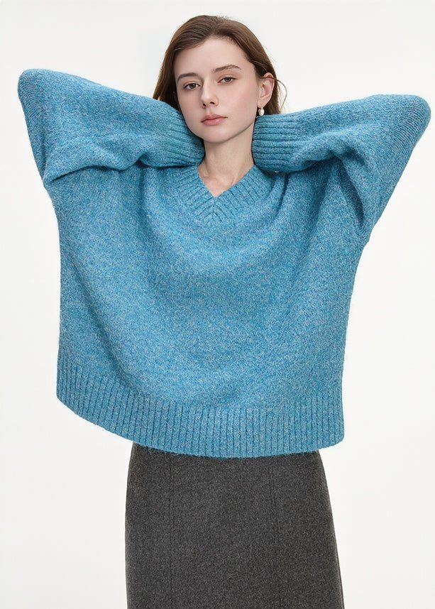 V - NECK LOOSE KNIT SWEATER - ANLEM