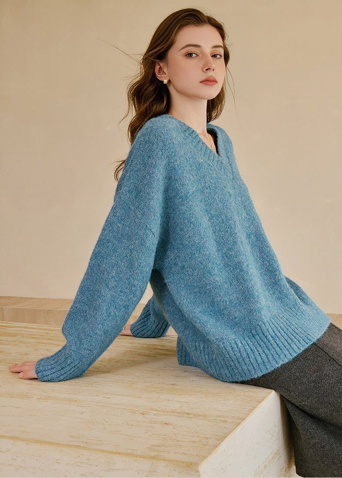 V - NECK LOOSE KNIT SWEATER - ANLEM