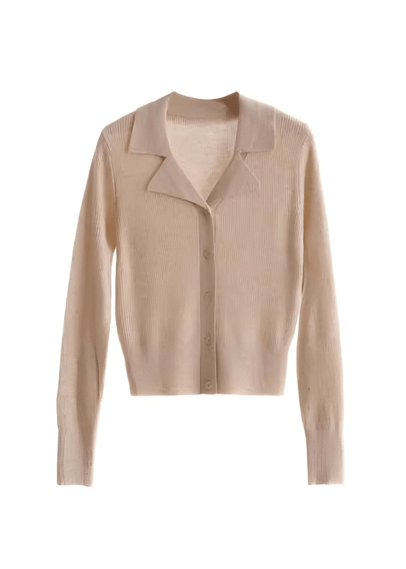 V - NECK SPREAD COLLAR TOP - ANLEM