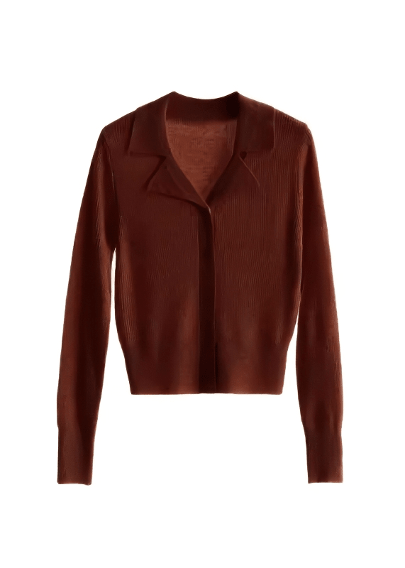 V - NECK SPREAD COLLAR TOP - ANLEM