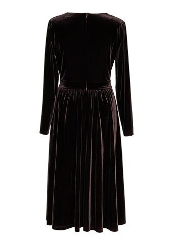 V - NECK WAIST SLIM VELVET DRESS - ANLEM