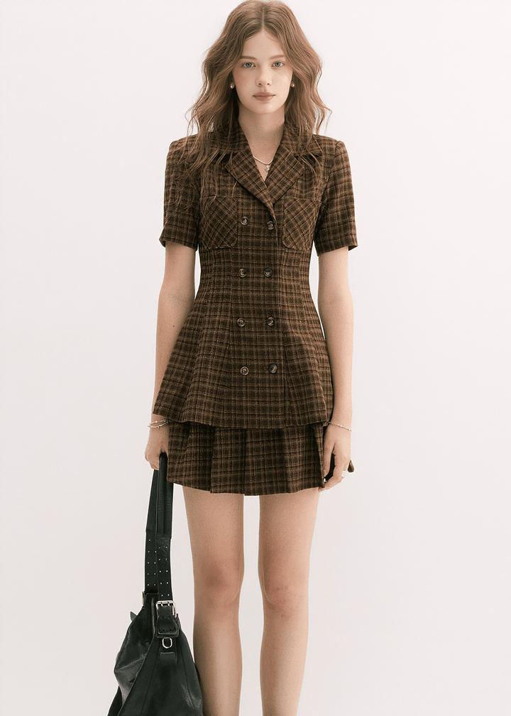 VINTAGE PLAID JACKET & SKIRT - ANLEM