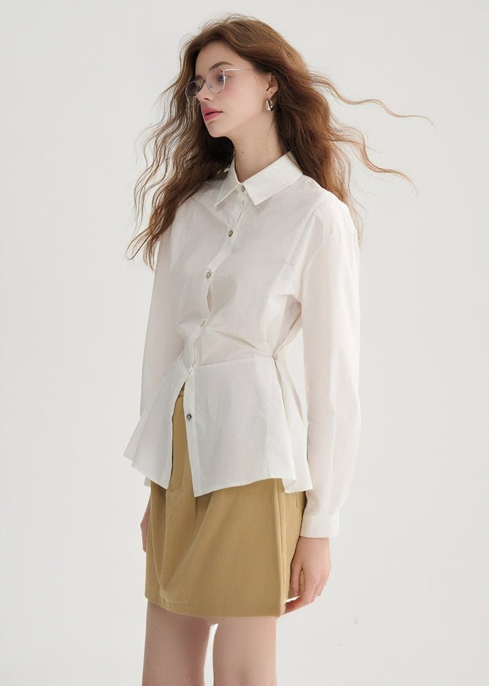 WAIST BUTTON LONG SLEEVE SHIRT - ANLEM