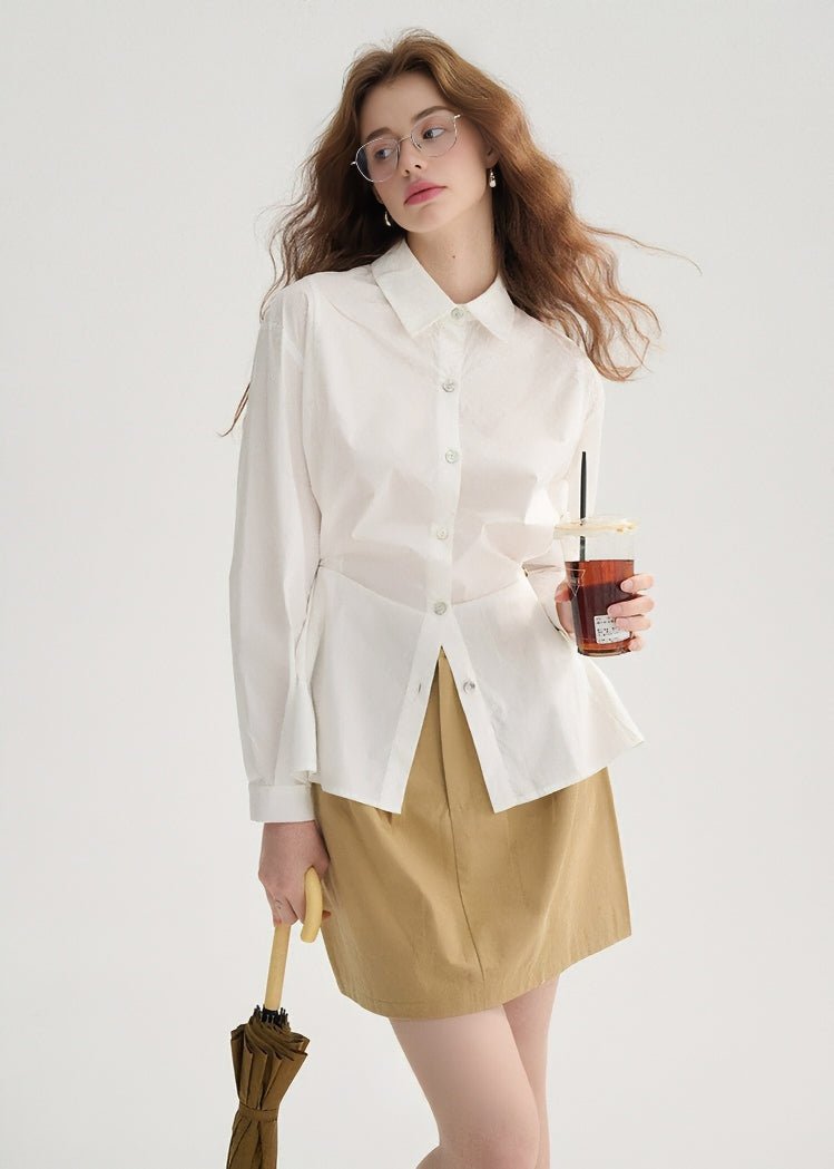 WAIST BUTTON LONG SLEEVE SHIRT - ANLEM