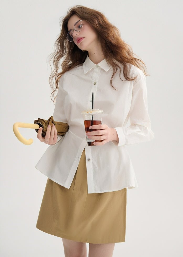 WAIST BUTTON LONG SLEEVE SHIRT - ANLEM