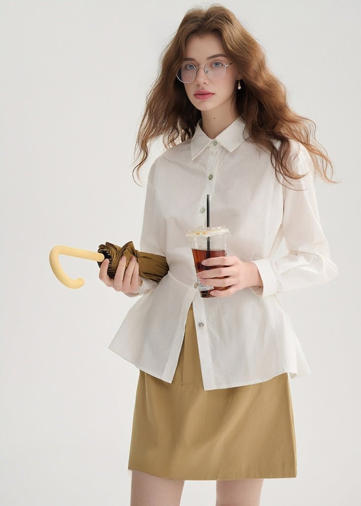 WAIST BUTTON LONG SLEEVE SHIRT - ANLEM