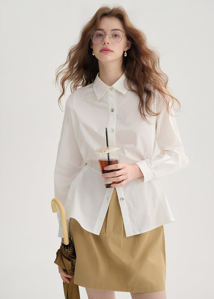 WAIST BUTTON LONG SLEEVE SHIRT - ANLEM