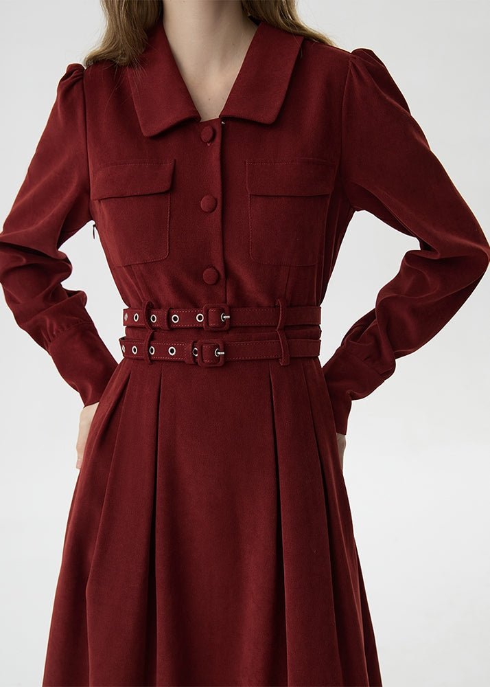 WAIST DOUBLE BELT SHIRT DRESS - ANLEM