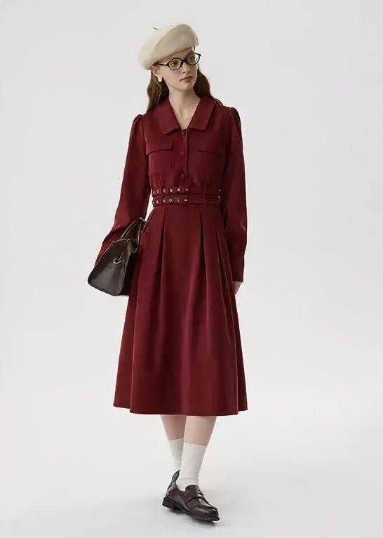 WAIST DOUBLE BELT SHIRT DRESS - ANLEM