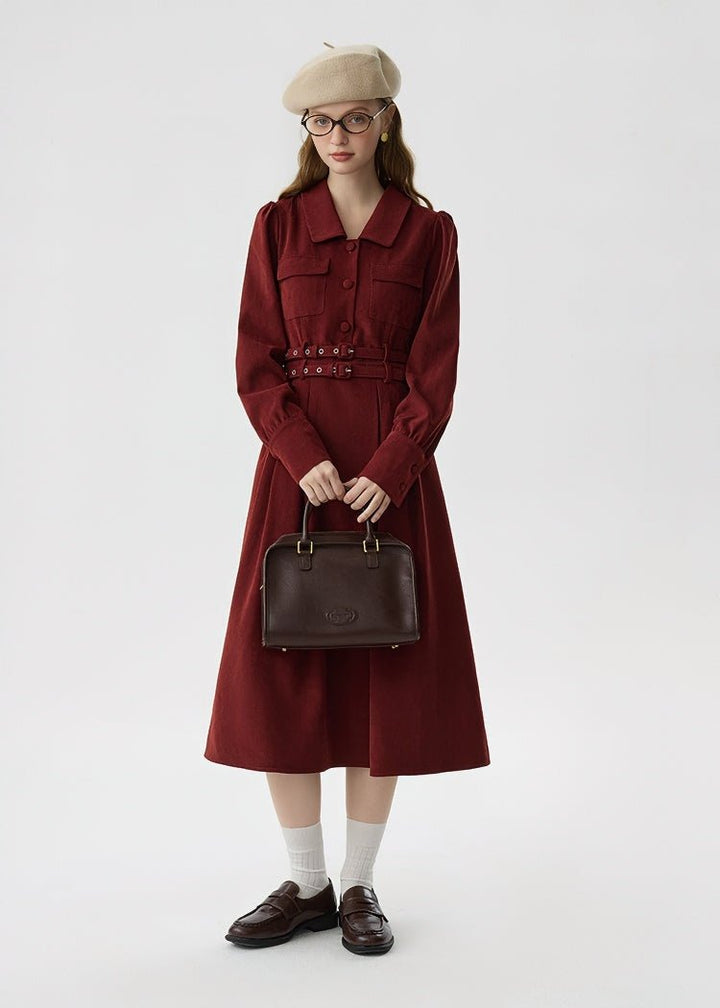 WAIST DOUBLE BELT SHIRT DRESS - ANLEM