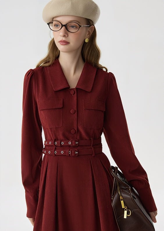 WAIST DOUBLE BELT SHIRT DRESS - ANLEM